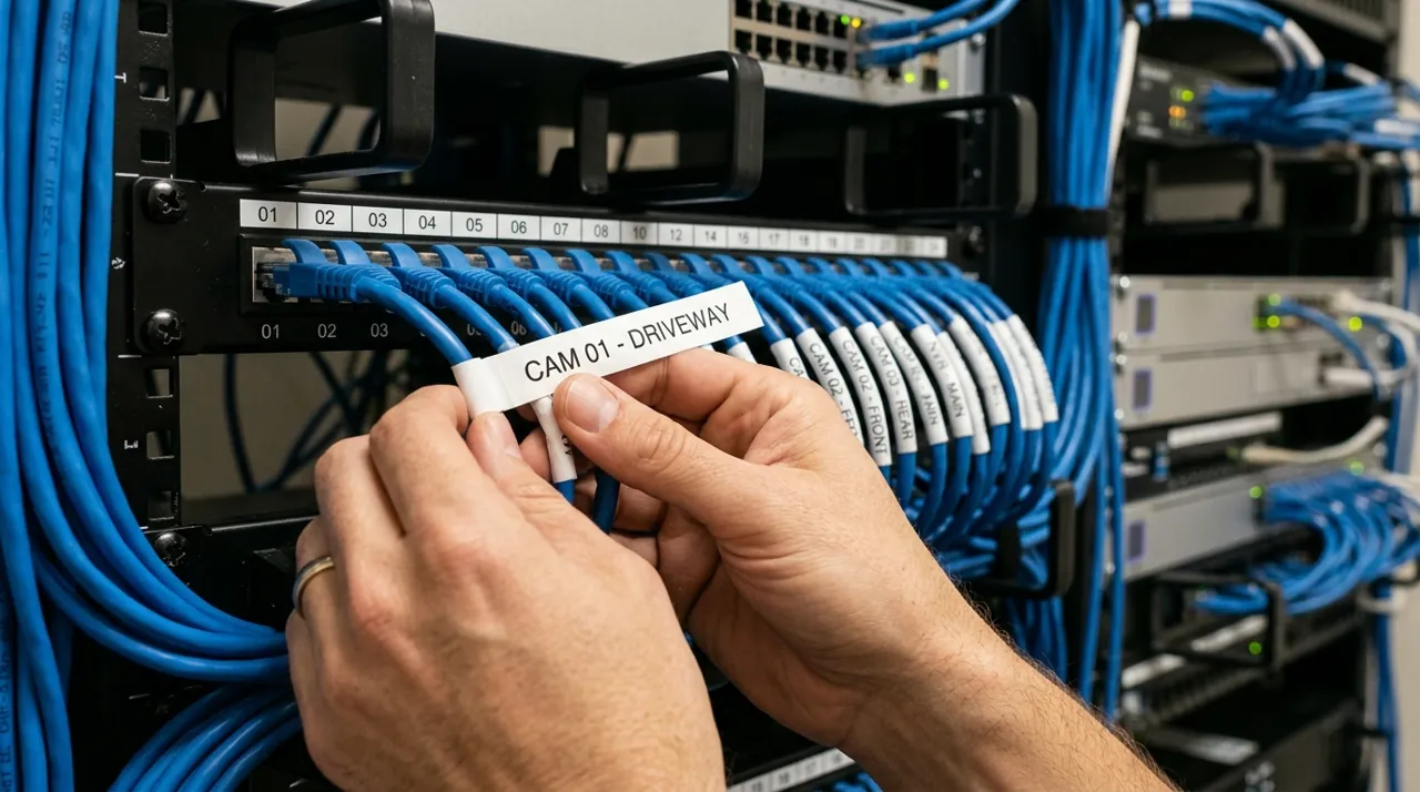 Applying labels to network cables