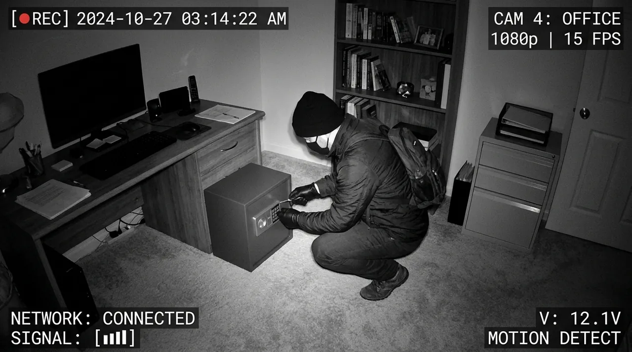 A burglar opening a home safe