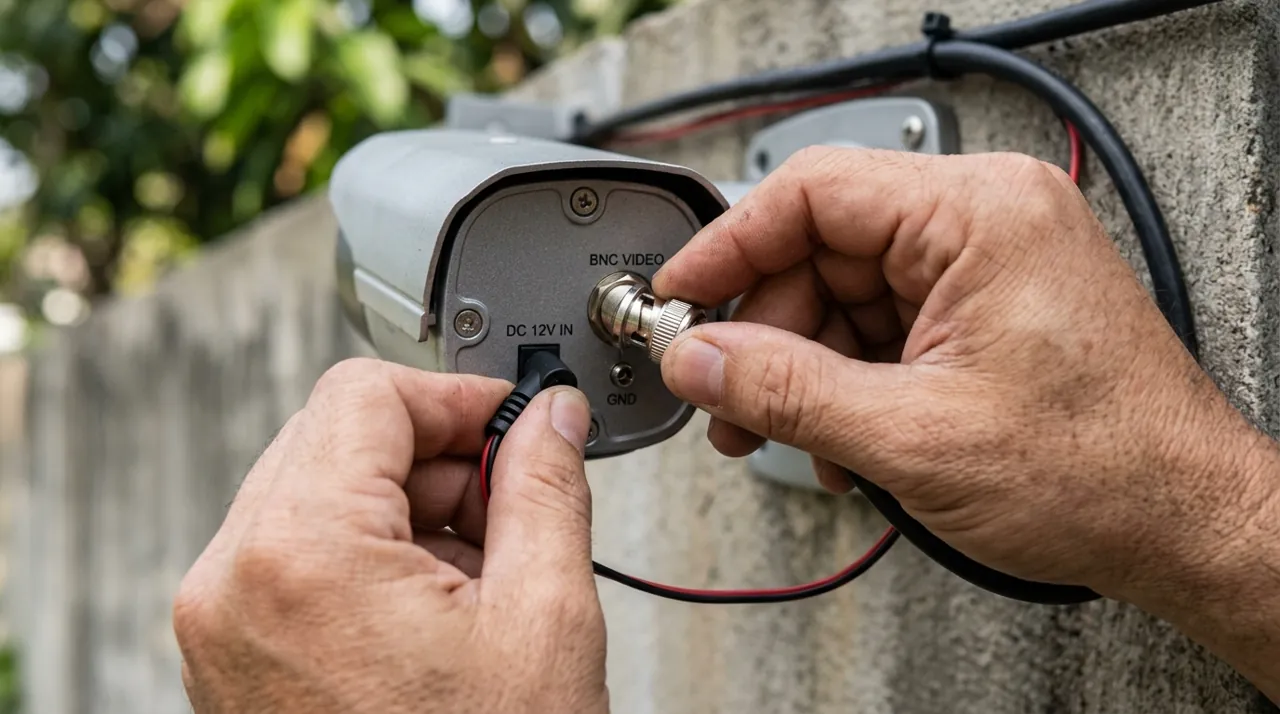 Connecting security camera wires