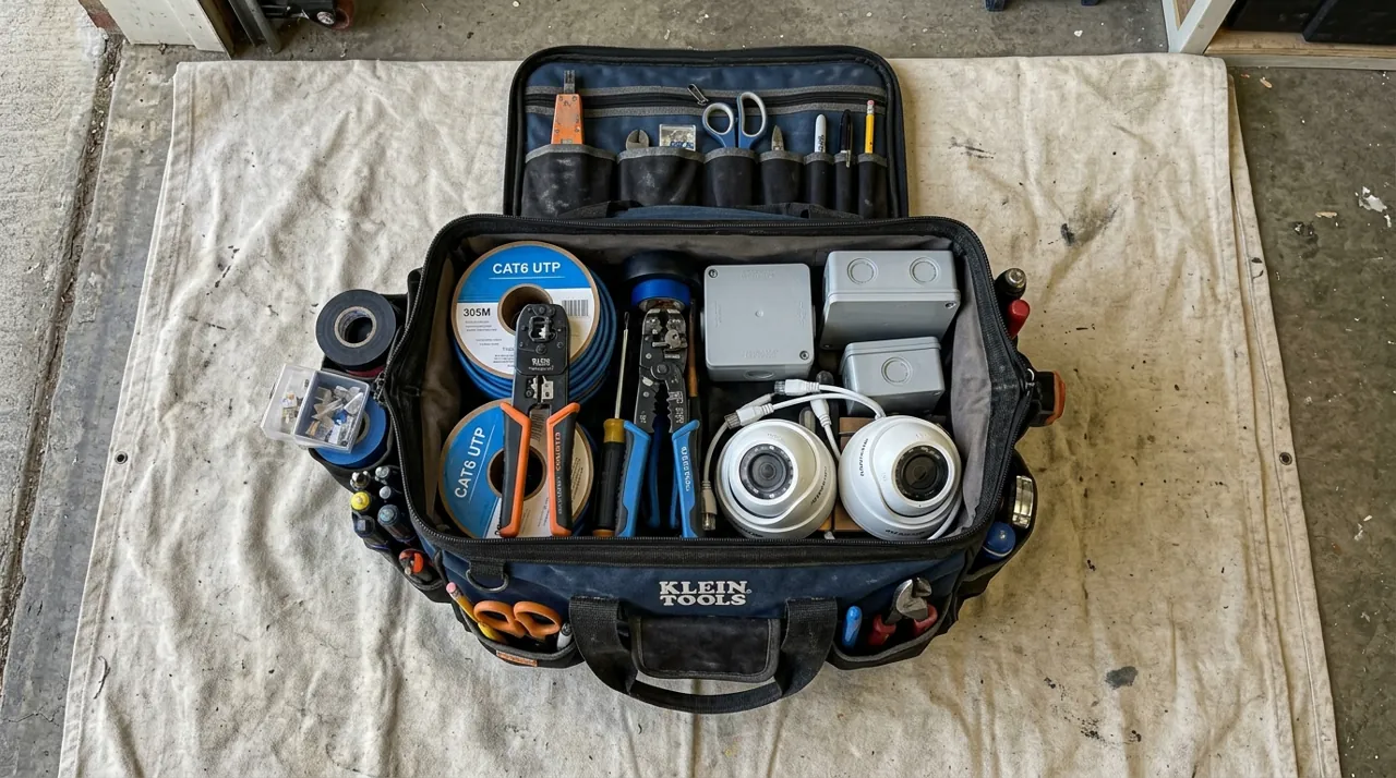 Electrician tools in a bag