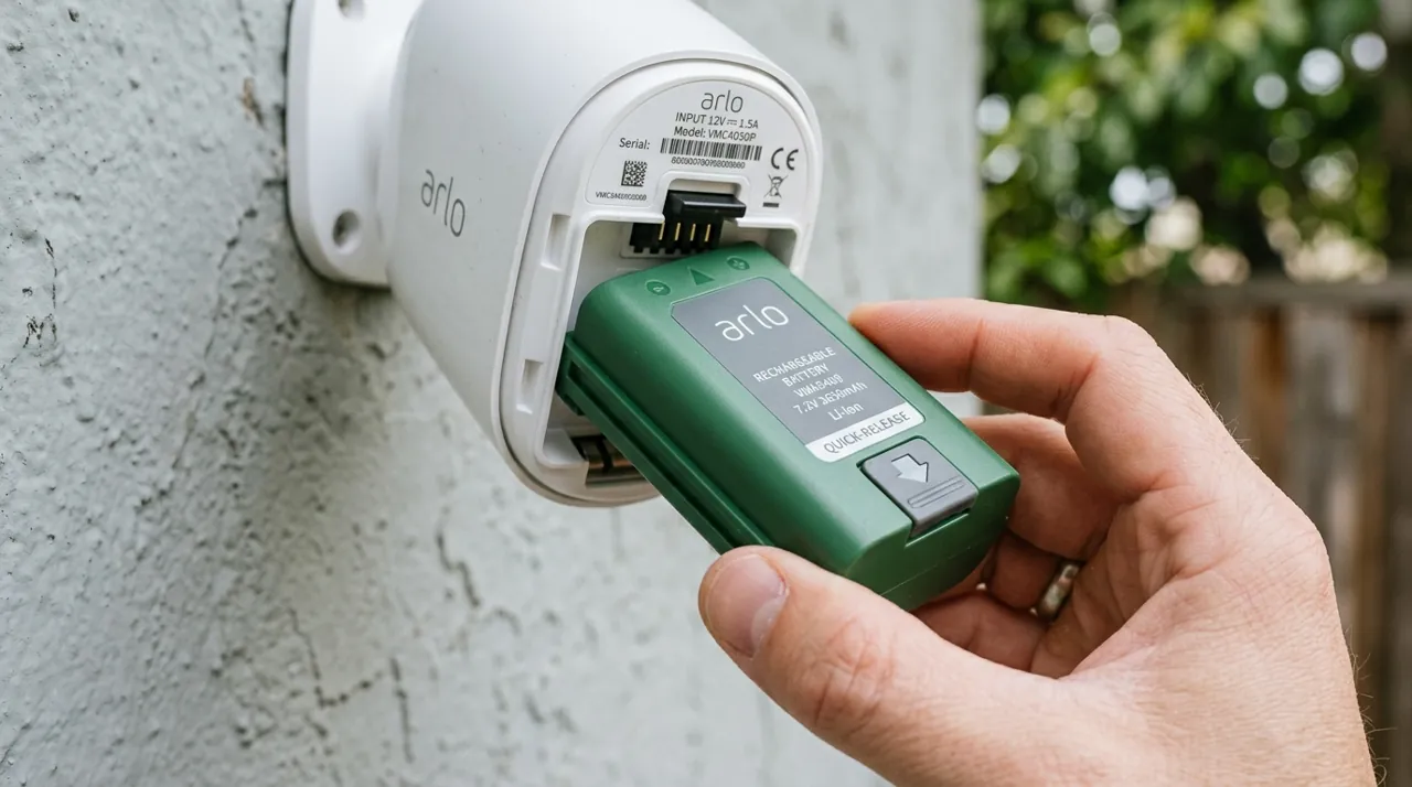 A hand installing a security camera