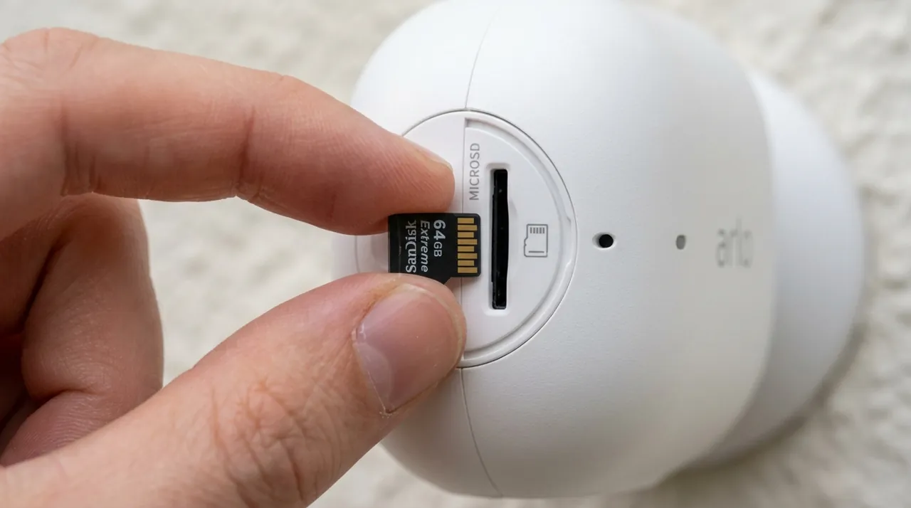 Inserting a microSD card into a camera