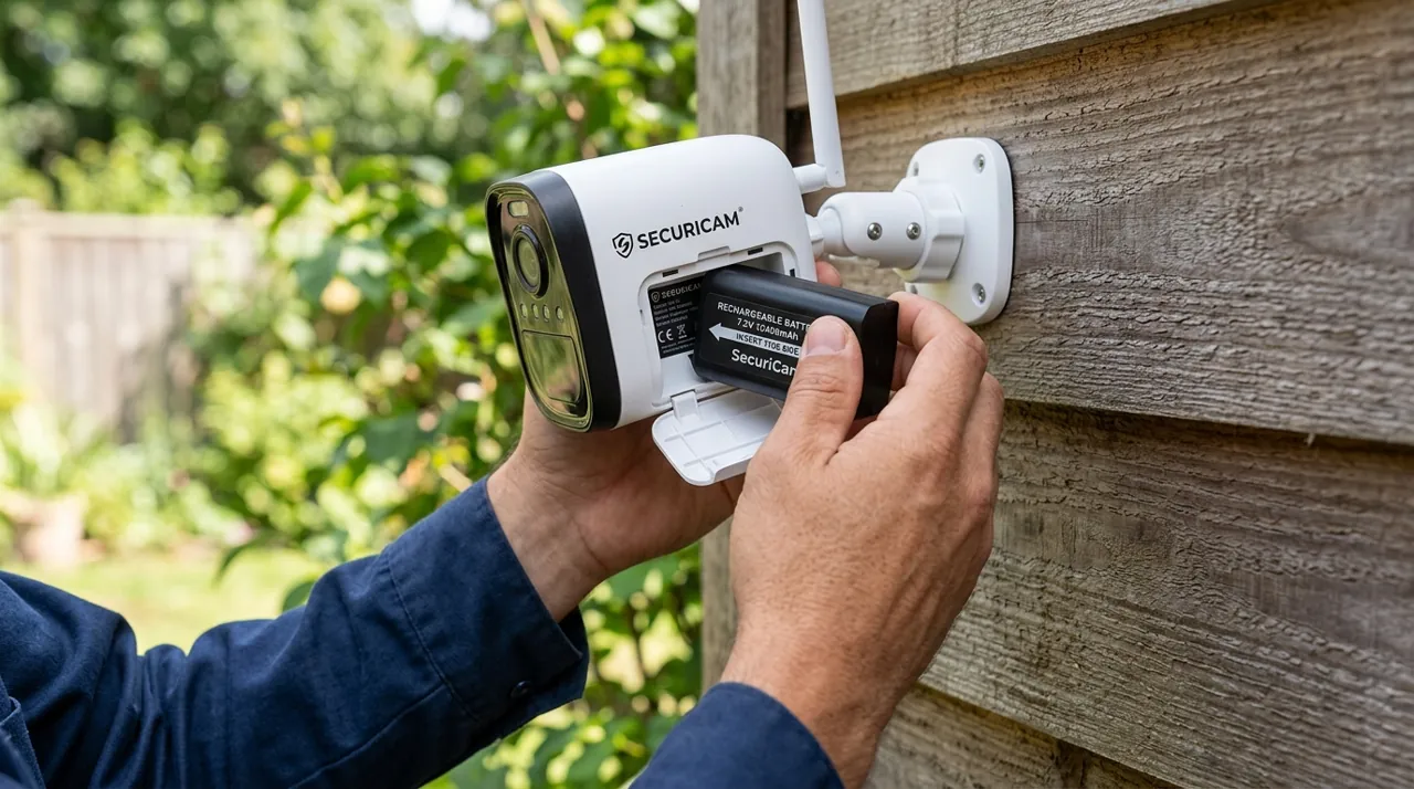 Installing a battery in a security camera