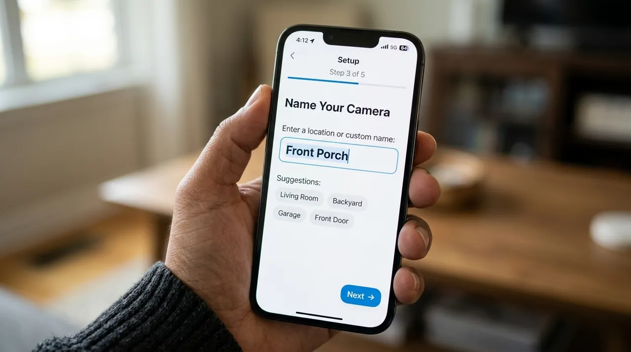 Naming a camera app on a phone