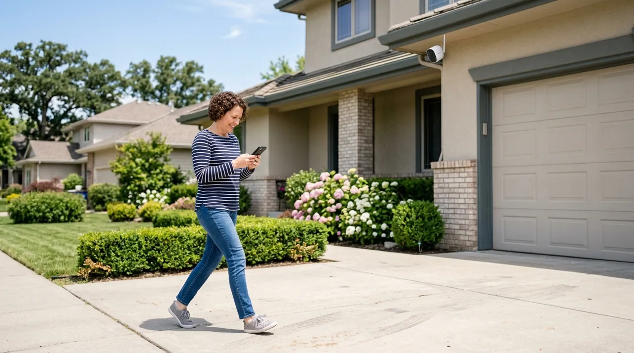 A person walking while looking at a phone