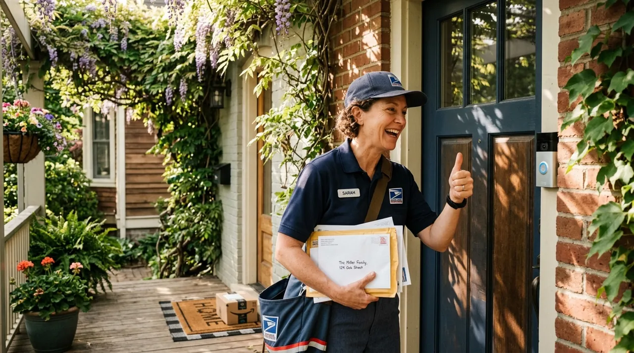 A postal worker giving a thumbs up