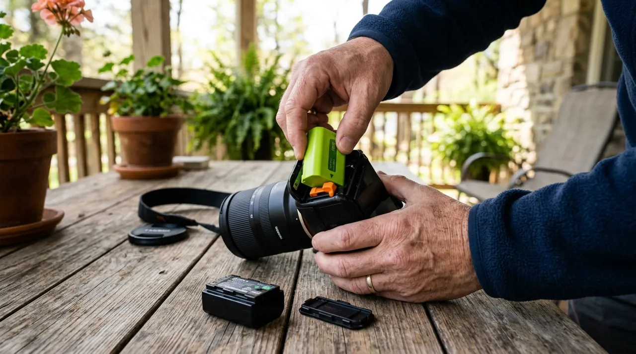 Replacing a camera battery pack