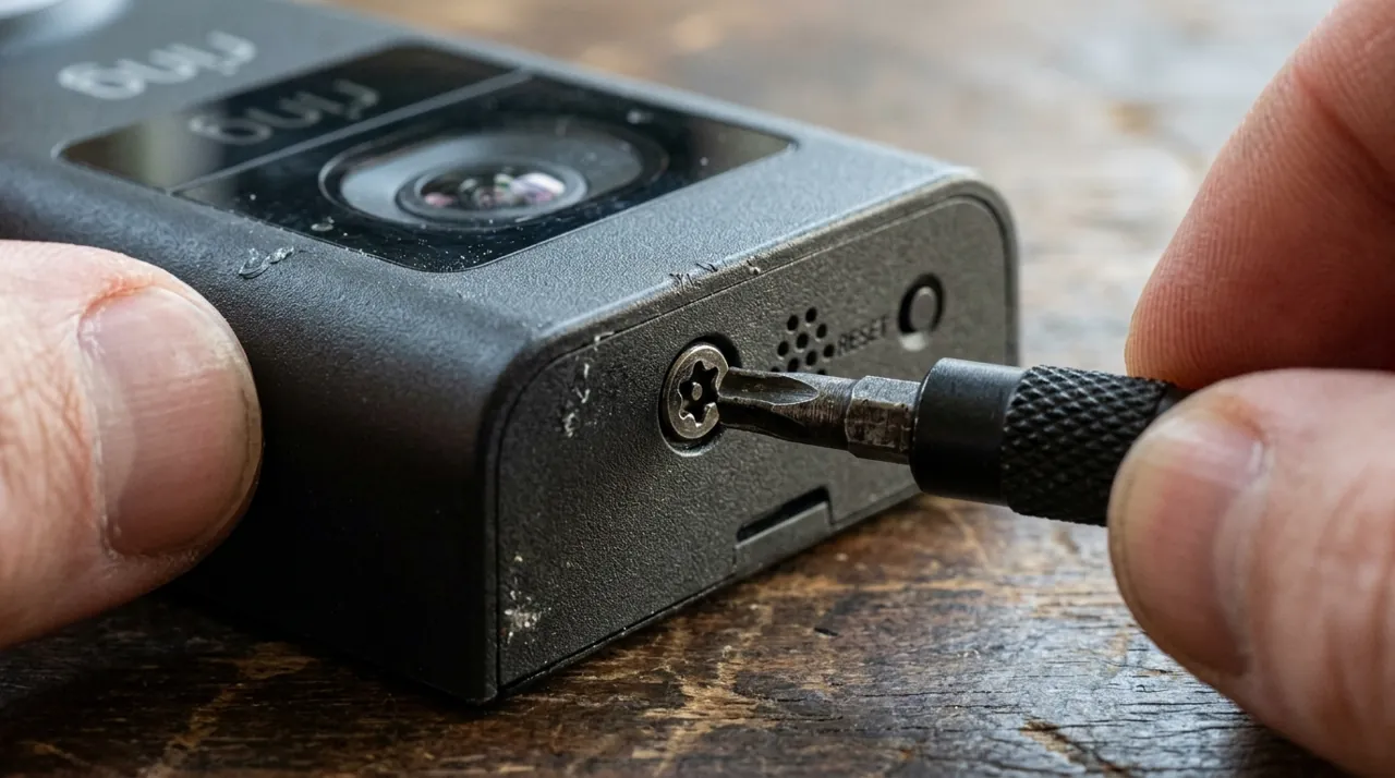 A screwdriver tightening a doorbell