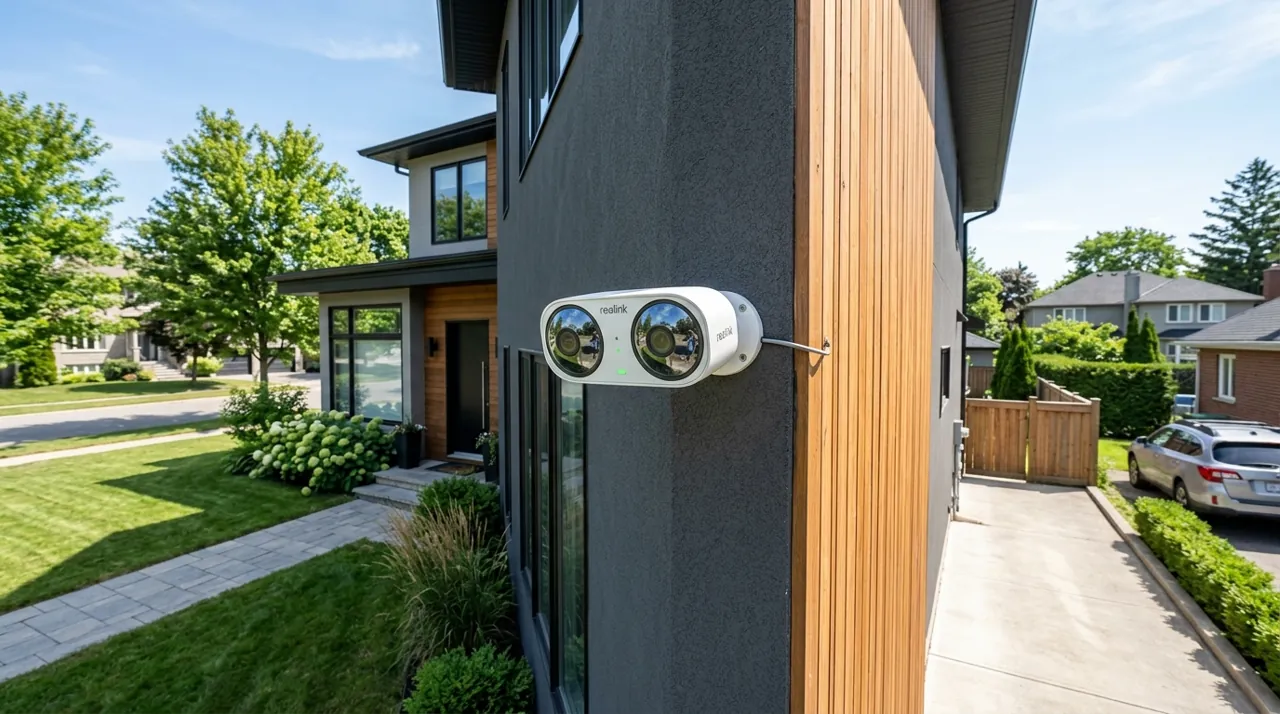 A security camera on a wall