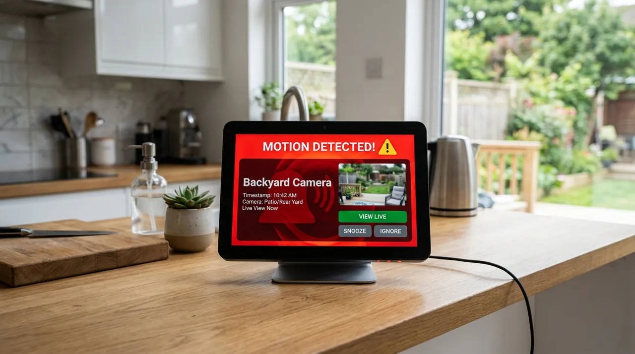 A smart hub displaying a security alert relevant to Matter