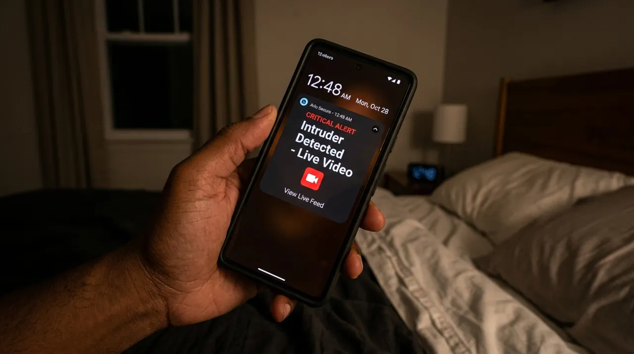 A smartphone showing a critical security alert