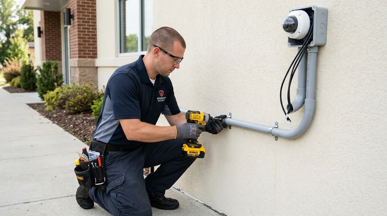 A technician attaching an electrical component
