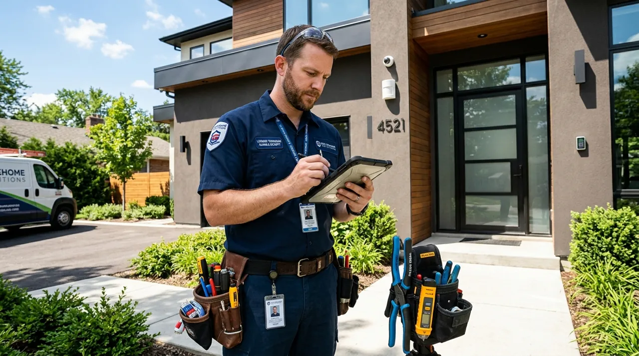 A technician reviewing a wiring schematic