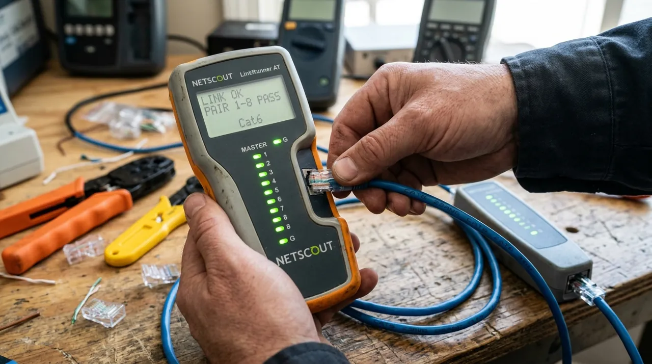 Testing a network cable with a cable tester