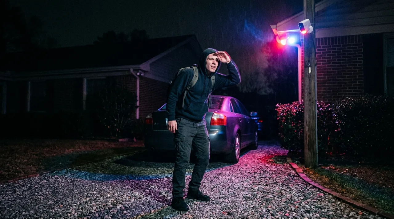 A trespasser caught on a driveway