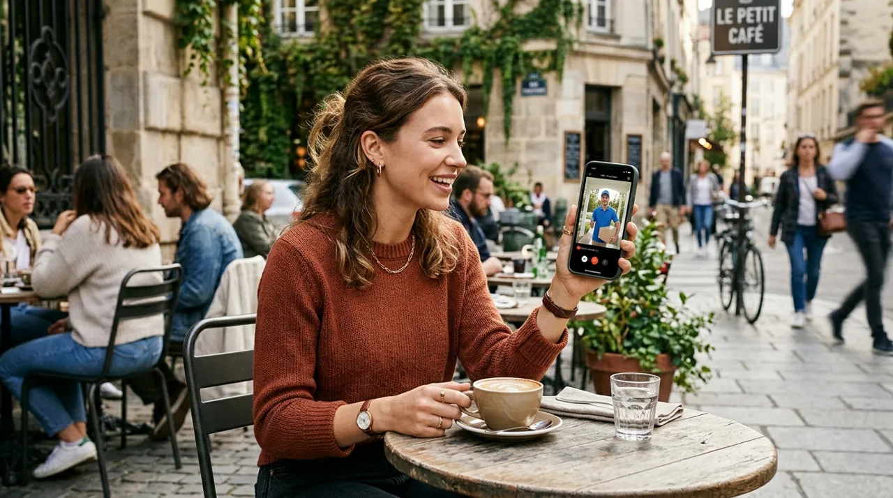 A woman talking on a phone at home